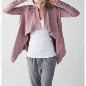 Lululemon Coast Wrap Heathered Mod Chalky Rose Pink Cardigan Size 12 EUC